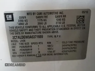 2010 GMC Terrain SLE-2 with VIN 2CTALDEW9A6371669, listed as a Copart auction lot 43145445 with 135,587 mi miles and Salvage Title. Bid and sale history available at carsss.com. Image 14.