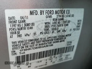 2011 Ford Explorer XLT z VIN 1FMHK7D85BGA56186, wystawiony jako Copart lot #58081125 z przebiegiem 71 938 mil mil oraz Szkoda całkowita • Salvage title. Historia ofert i sprzedaży dostępna na DreamBid. Obrazek 13.