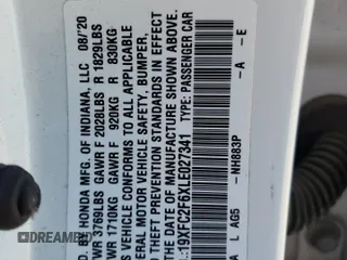 2020 Honda Civic LX z VIN 19XFC2F6XLE027341, wystawiony jako Copart lot #51905915 z przebiegiem 28 600 mil mil oraz Szkoda całkowita • Salvage title. Historia ofert i sprzedaży dostępna na DreamBid. Obrazek 13.