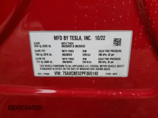 2023 Tesla Model X with VIN 7SAXCBE52PF365140, listed as a Copart auction lot 44564965 with 27,107 mi miles and Salvage Title. Bid and sale history available at DreamBid. Image 14.