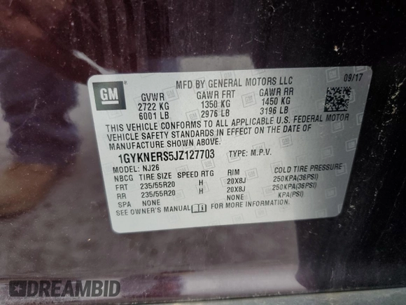 2018 Cadillac XT5 Premium Luxury FWD z VIN 1GYKNERS5JZ127703, wystawiony jako Copart lot #58315215 z przebiegiem Nie podano mil oraz Szkoda całkowita • Salvage title. Historia ofert i sprzedaży dostępna na DreamBid. Obrazek 12.
