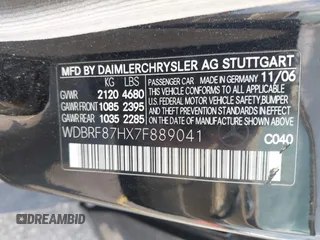 2007 Mercedes-Benz C with VIN WDBRF87HX7F889041, listed as a IAAI auction lot 42648400 with 218,227 mi miles and . Bid and sale history available at DreamBid. Image 9.