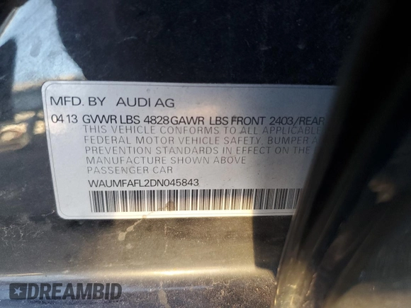 2013 Audi A4 Prestige with VIN WAUMFAFL2DN045843, listed as a Copart auction lot 69227774 with 145,776 mi miles and Salvage Title. Bid and sale history available at carsss.com. Image 13.