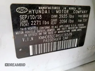 2019 Hyundai Ioniq Blue with VIN KMHC65LC4KU116579, listed as a Copart auction lot 60928635 with 153,495 mi miles and Salvage title. Bid and sale history available at DreamBid. Image 12.