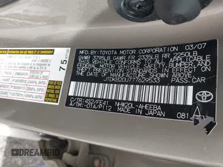 2007 Toyota Prius with VIN JTDKB20U777629533, listed as a IAAI auction lot 42042315 with Not Provided miles and . Bid and sale history available at DreamBid. Image 9.