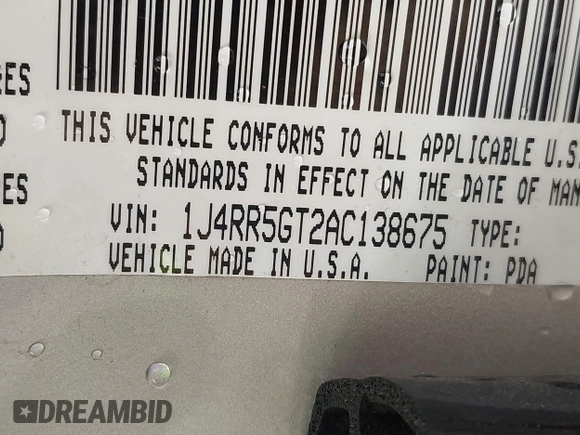 2010 Jeep Grand Cherokee Limited with VIN 1J4RR5GT2AC138675, listed as a IAAI auction lot 42471032 with 184,238 mi miles and . Bid and sale history available at DreamBid. Image 9.