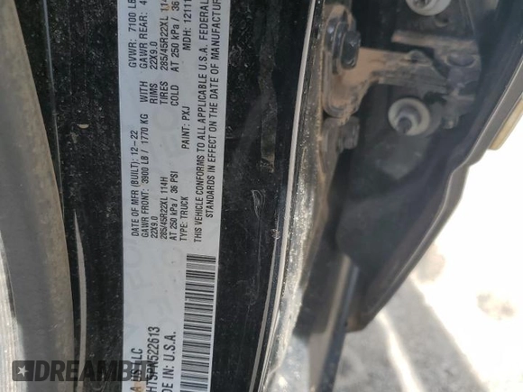 2023 Ram 1500 Limited with VIN 1C6SRFHT5PN522613, listed as a Copart auction lot 56722414 with Not provided miles and Non repairable. Bid and sale history available at DreamBid. Image 13.