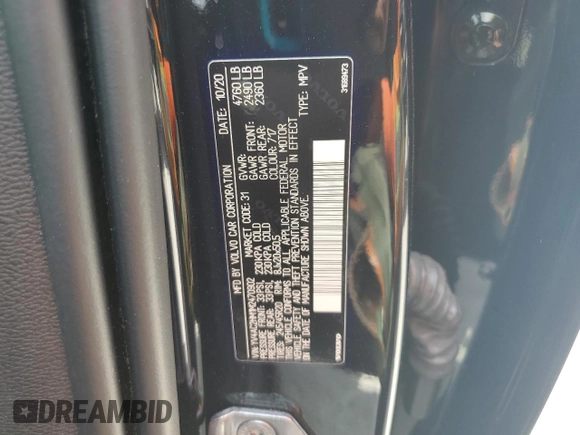 2021 Volvo XC40 R-Design z VIN YV4AC2HM1M2470902, wystawiony jako Copart lot #54275595 z przebiegiem 33 536 mil mil oraz Szkoda całkowita • Salvage title. Historia ofert i sprzedaży dostępna na DreamBid. Obrazek 14.