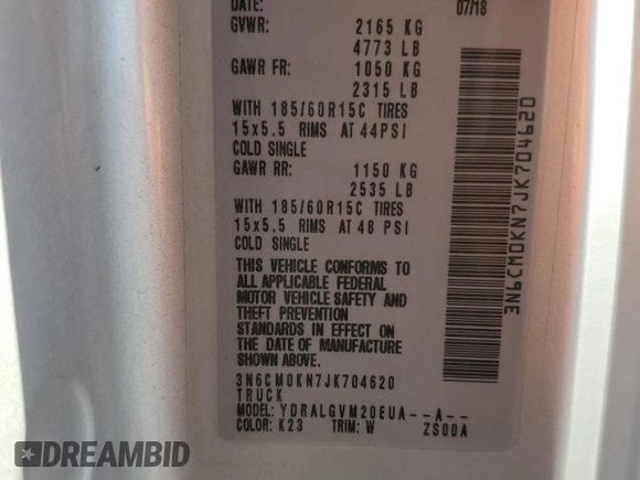 2018 Nissan NV200 S z VIN 3N6CM0KN7JK704620, wystawiony jako Copart lot #74920384 z przebiegiem 225 431 mil mil oraz Szkoda całkowita • Salvage title. Historia ofert i sprzedaży dostępna na DreamBid. Obrazek 12.
