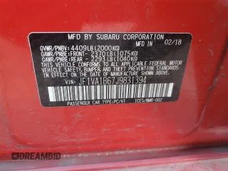2018 Subaru WRX Premium with VIN JF1VA1B67J9831394, listed as a Copart auction lot 76661554 with 50,627 mi miles and Salvage Title. Bid and sale history available at carsss.com. Image 12.