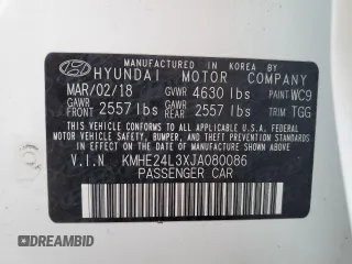 2018 Hyundai Sonata Hybrid SE with VIN KMHE24L3XJA080086, listed as a Copart auction lot 87439294 with 80,343 mi miles and Salvage Title. Bid and sale history available at carsss.com. Image 12.