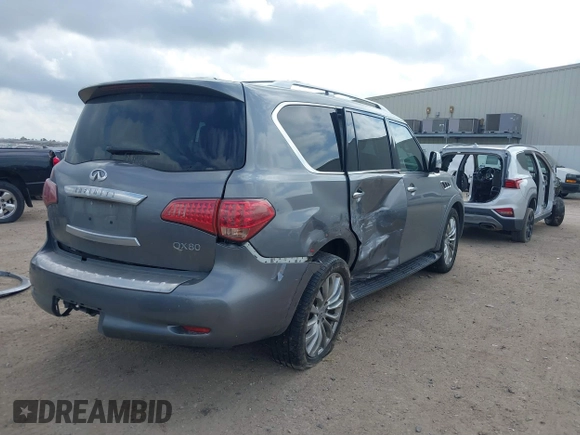 2015 Infiniti QX80 with VIN JN8AZ2NF5F9573634, listed as a IAAI auction lot 41510452 with 127,530 mi miles and . Bid and sale history available at DreamBid. Image 4.