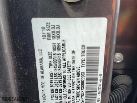 2019 Honda Ridgeline RTL-E with VIN 5FPYK3F7XKB020903, listed as a Copart auction lot 52882845 with 85,746 mi miles and Salvage Title. Bid and sale history available at carsss.com. Image 12.