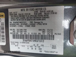 2017 Ford Fusion SE with VIN 3FA6P0H75HR375312, listed as a IAAI auction lot 41536030 with 154,732 mi miles. Bid and sale history available at carsss.com. Image 9.