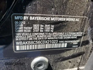 2012 BMW 7 Series 750Li с VIN WBAKB8C56CDX21023, выставлен на аукционе Copart как лот 61988955 с пробегом 145 022 миль миль и Списание • Salvage title. История ставок и продаж доступна на DreamBid. Изображение 12.