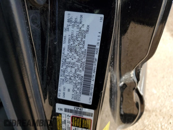 2013 Toyota Tacoma with VIN 5TFUU4ENXDX082950, listed as a Copart auction lot 62703915 with 166,733 mi miles and Salvage title. Bid and sale history available at DreamBid. Image 12.