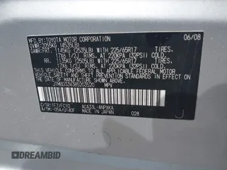 2008 Toyota RAV4 with VIN JTMBD33V385203520, listed as a IAAI auction lot 42141654 with 130,057 mi miles. Bid and sale history available at carsss.com. Image 9.