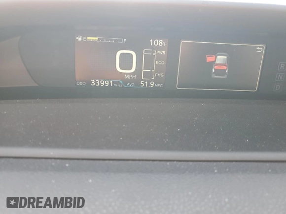 2021 Toyota Prius L Eco z VIN JTDKAMFU4M3145800, wystawiony jako Copart lot #59180285 z przebiegiem 33 991 mil mil oraz Czysty tytuł • Clean title. Historia ofert i sprzedaży dostępna na DreamBid. Obrazek 9.