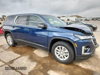 2022 Chevrolet Traverse LS with VIN 1GNERFKW2NJ153620, listed as a Copart auction lot 57409445 with 53,395 mi miles and Salvage title. Bid and sale history available at DreamBid. Image 4.