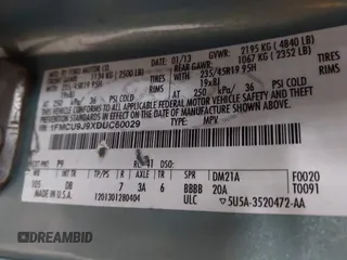 2013 Ford Escape Titanium with VIN 1FMCU9J9XDUC60029, listed as a IAAI auction lot 41936948 with 184,012 mi miles and . Bid and sale history available at DreamBid. Image 9.