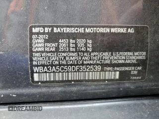 2013 BMW 3 Series 328i z VIN WBA3A5C59DF352539, wystawiony jako Copart lot #55279645 z przebiegiem 119 870 mil mil oraz Czysty tytuł • Clean title. Historia ofert i sprzedaży dostępna na DreamBid. Obrazek 12.