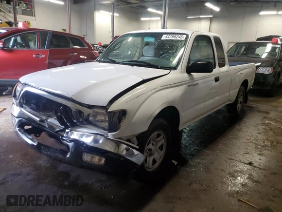 2002 Toyota Tacoma with VIN 5TEVL52N52Z132628, listed as a Copart auction lot 44796245 with 209,480 mi miles and Salvage title. Bid and sale history available at DreamBid. Image 1.