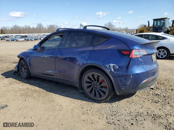 2022 Tesla Model Y Performance with VIN 7SAYGDEF4NF310246, listed as a Copart auction lot 47005115 with 36,897 mi miles and Salvage Title. Bid and sale history available at carsss.com. Image 2.
