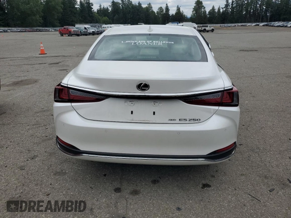 2024 Lexus ES 250 with VIN 58AD11D19RU012276, listed as a Copart auction lot 61096895 with 5,595 mi miles and Salvage title. Bid and sale history available at DreamBid. Image 6.