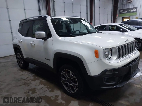 2017 Jeep Renegade Limited with VIN ZACCJBDB4HPG10586, listed as a IAAI auction lot 41410600 with 34,705 mi miles and . Bid and sale history available at DreamBid. Image 1.