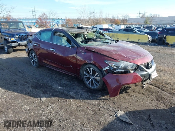 2017 Nissan Maxima SV with VIN 1N4AA6AP1HC392535, listed as a IAAI auction lot 40937768 with 37,223 mi miles. Bid and sale history available at carsss.com. Image 1.