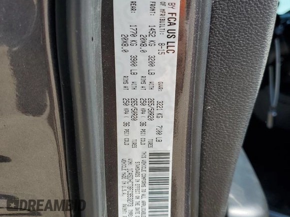 2015 Dodge Durango R/T with VIN 1C4SDHCT8FC953273, listed as a Copart auction lot 50690715 with 119,259 mi miles and Salvage title. Bid and sale history available at DreamBid. Image 14.