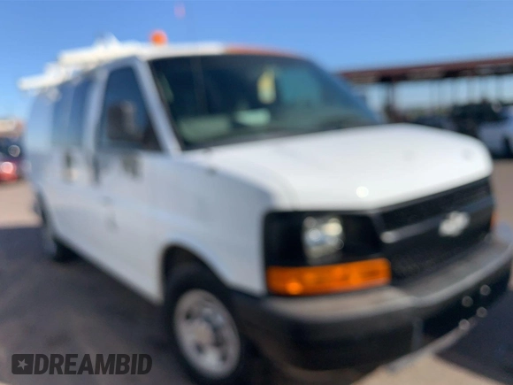 2011 Chevrolet Express Cargo with VIN 1GCWGFCA1B1180180, listed as a IAAI auction lot 42222796 with 110,812 mi miles. Bid and sale history available at carsss.com. Image 1.