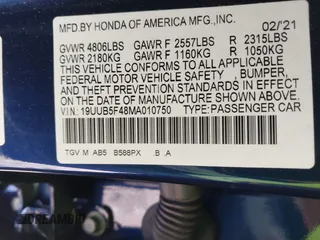 2021 Acura TLX Technology with VIN 19UUB5F48MA010750, listed as a IAAI auction lot 41779356 with 40,669 mi miles and . Bid and sale history available at DreamBid. Image 9.
