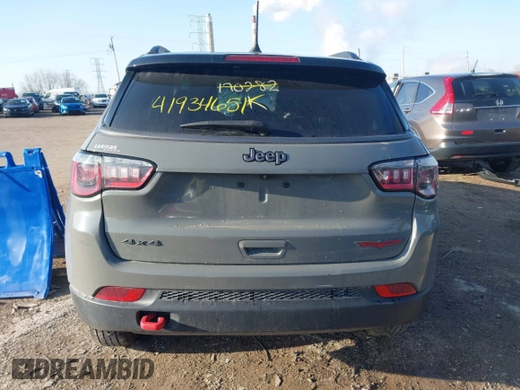 2022 Jeep Compass Trailhawk with VIN 3C4NJDDB6NT170282, listed as a IAAI auction lot 41934651 with 30,781 mi miles and . Bid and sale history available at DreamBid. Image 16.
