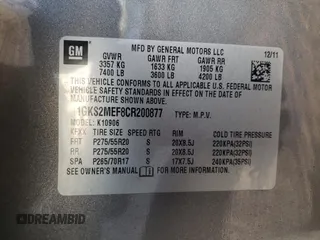 2012 GMC Yukon XL Denali with VIN 1GKS2MEF8CR200877, listed as a Copart auction lot 53282365 with 267,265 mi miles and Salvage Title. Bid and sale history available at carsss.com. Image 13.