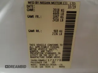 2020 Nissan Altima 2.5 S with VIN 1N4BL4BW6LC173779, listed as a Copart auction lot 85676164 with 53,928 mi miles and Salvage Title. Bid and sale history available at carsss.com. Image 12.