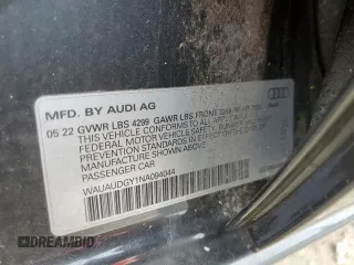 2022 Audi A3 Premium with VIN WAUAUDGY1NA094044, listed as a Copart auction lot 54459703 with 1,465 mi miles. Bid and sale history available at carsss.com. Image 12.