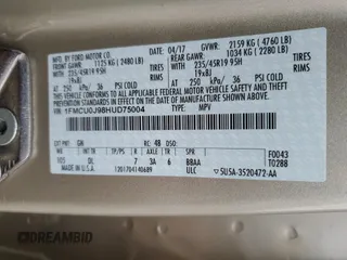 2017 Ford Escape Titanium with VIN 1FMCU0J98HUD75004, listed as a Copart auction lot 51627805 with 74,166 mi miles and Salvage Title. Bid and sale history available at carsss.com. Image 13.