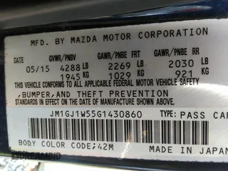 2016 Mazda 6 i Grand Touring с VIN JM1GJ1W55G1430860, выставлен на аукционе IAAI как лот 42485686 с пробегом 121 653 миль миль и . История ставок и продаж доступна на DreamBid. Изображение 9.