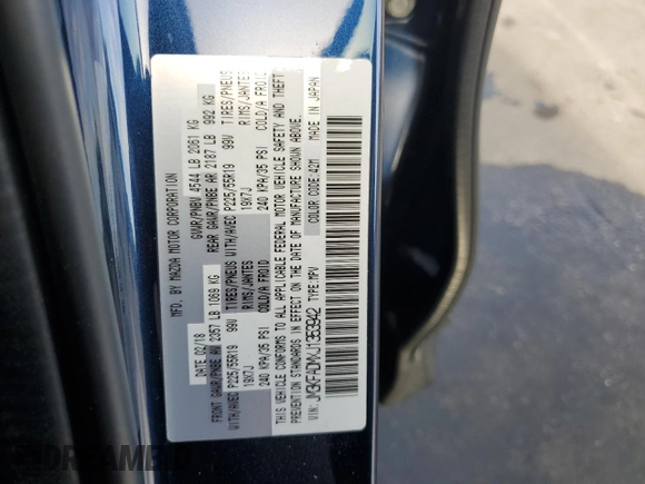 2018 Mazda CX-5 Grand Touring with VIN JM3KFADMXJ1353942, listed as a Copart auction lot 60570835 with 74,400 mi miles and Clean title. Bid and sale history available at DreamBid. Image 13.
