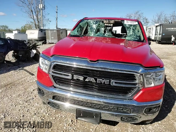 2020 Ram 1500 Big Horn with VIN 1C6SRFBT7LN130106, listed as a Copart auction lot 76715524 with 66,335 mi miles and Salvage Title. Bid and sale history available at carsss.com. Image 11.