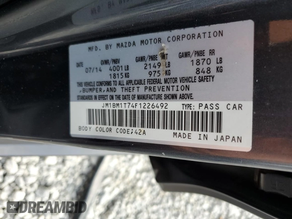 2015 Mazda 3 i SV with VIN JM1BM1T74F1226492, listed as a Copart auction lot 78924504 with 90,456 mi miles and Salvage Title. Bid and sale history available at DreamBid. Image 13.