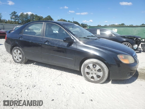 2009 Kia Spectra SX with VIN KNAFE221X95614791, listed as a Copart auction lot 75534254 with 195,288 mi miles and Salvage Title. Bid and sale history available at carsss.com. Image 4.