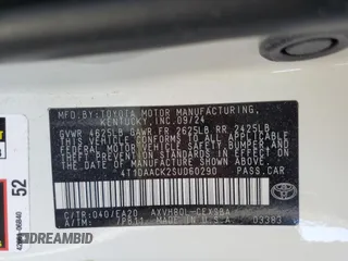 2025 Toyota Camry LE with VIN 4T1DAACK2SU060290, listed as a Copart auction lot 54754665 with 9,293 mi miles and Clean Title. Bid and sale history available at carsss.com. Image 12.