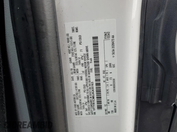2018 Ford Transit with VIN 1FTYR1CM0JKA55163, listed as a Copart auction lot 43378975 with 110,603 mi miles and Salvage Title. Bid and sale history available at DreamBid. Image 12.