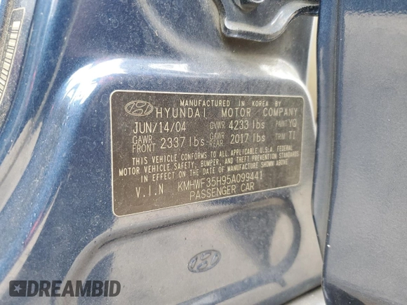 2005 Hyundai Sonata GLS with VIN KMHWF35H95A099441, listed as a Copart auction lot 76598464 with 181,376 mi miles and Salvage Title. Bid and sale history available at carsss.com. Image 13.