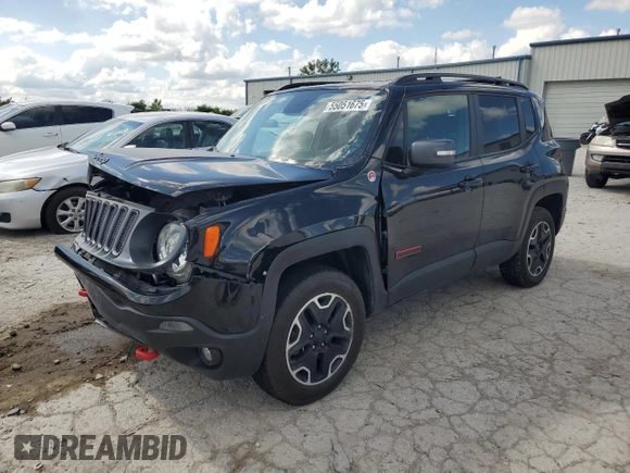2017 Jeep Renegade Trailhawk z VIN ZACCJBCB3HPG30622, wystawiony jako Copart lot #55051675 z przebiegiem 82 478 mil mil oraz Szkoda całkowita • Salvage title. Historia ofert i sprzedaży dostępna na DreamBid. Obrazek 1.