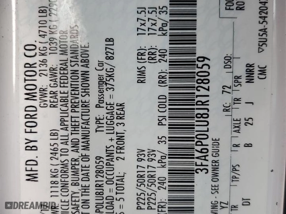 2018 Ford Fusion Hybrid SE with VIN 3FA6P0LU8JR128059, listed as a Copart auction lot 51339765 with 101,048 mi miles and Salvage Title. Bid and sale history available at carsss.com. Image 13.