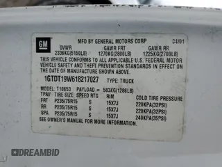2001 GMC Sonoma SLS w/1SH Pkg with VIN 1GTDT19W618217027, listed as a Copart auction lot 87254654 with 162,109 mi miles and Salvage Title. Bid and sale history available at carsss.com. Image 12.