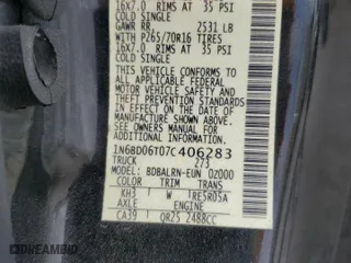 2007 Nissan Frontier XE with VIN 1N6BD06T07C406283, listed as a Copart auction lot 51474535 with 203,192 mi miles and Salvage Title. Bid and sale history available at carsss.com. Image 12.